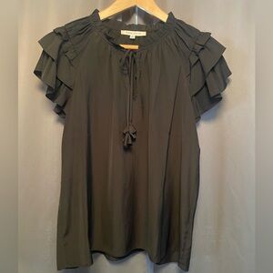 Rose & Olive Charcoal Ruffle Sleeve Blouse
